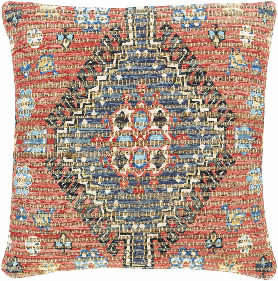 Hand Woven Peach and Blue Tribal Design Square Throw Pillow - The Rug Decor