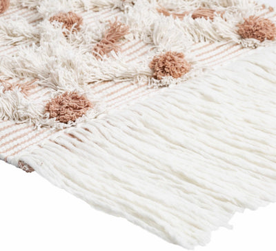 Hand Woven Peach and Ivory Modern Geometrical High Low Texture Wall Hanging - The Rug Decor