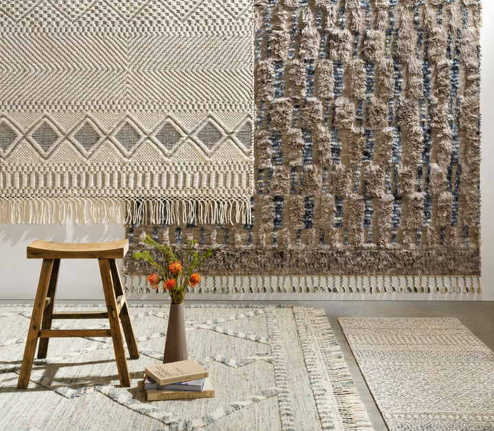 Hand Woven Premium look Ivory and Black Modern Geometrical Design Wool Rug - The Rug Decor
