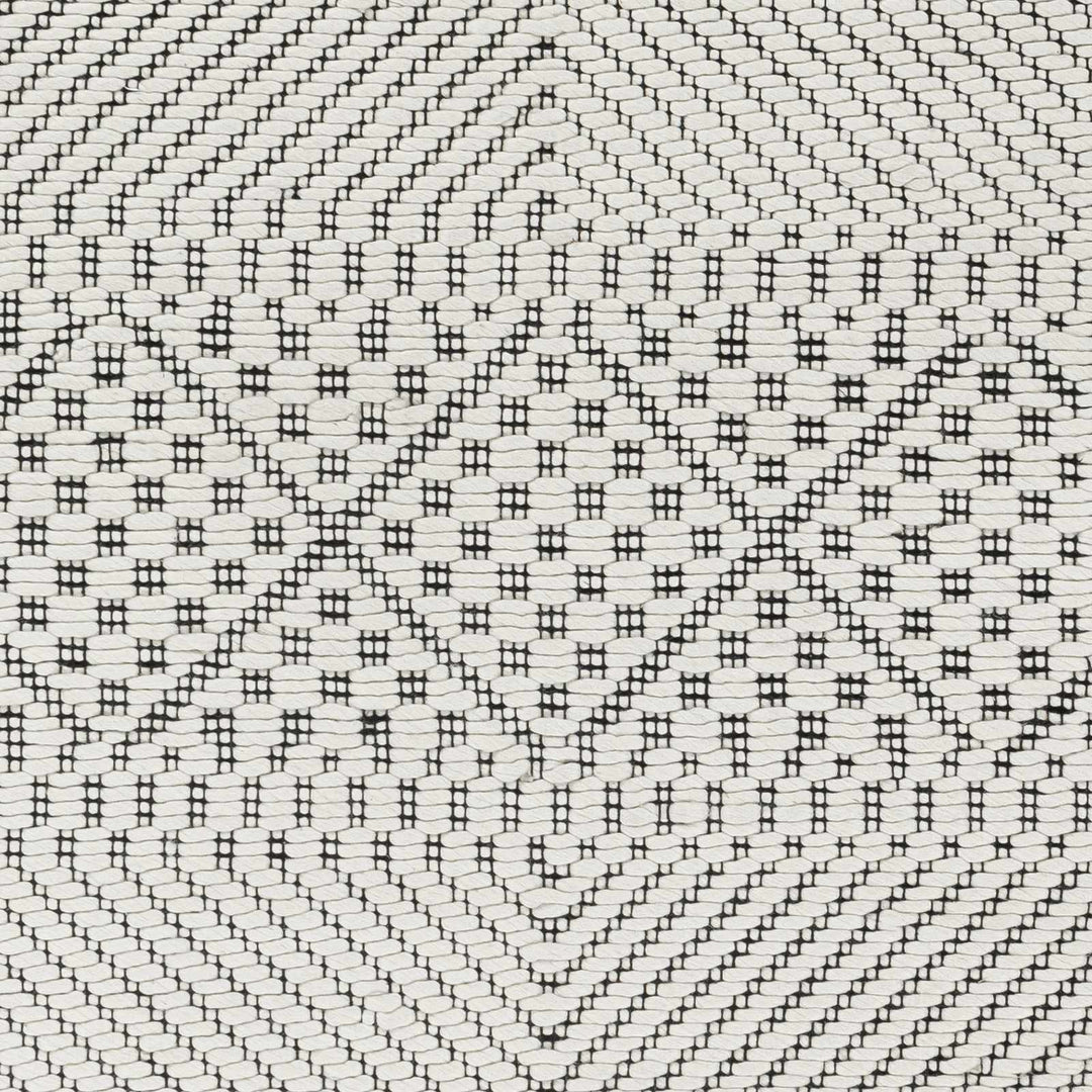 Hand Woven Premium look Ivory and Black Modern Geometrical Design Wool Rug - The Rug Decor
