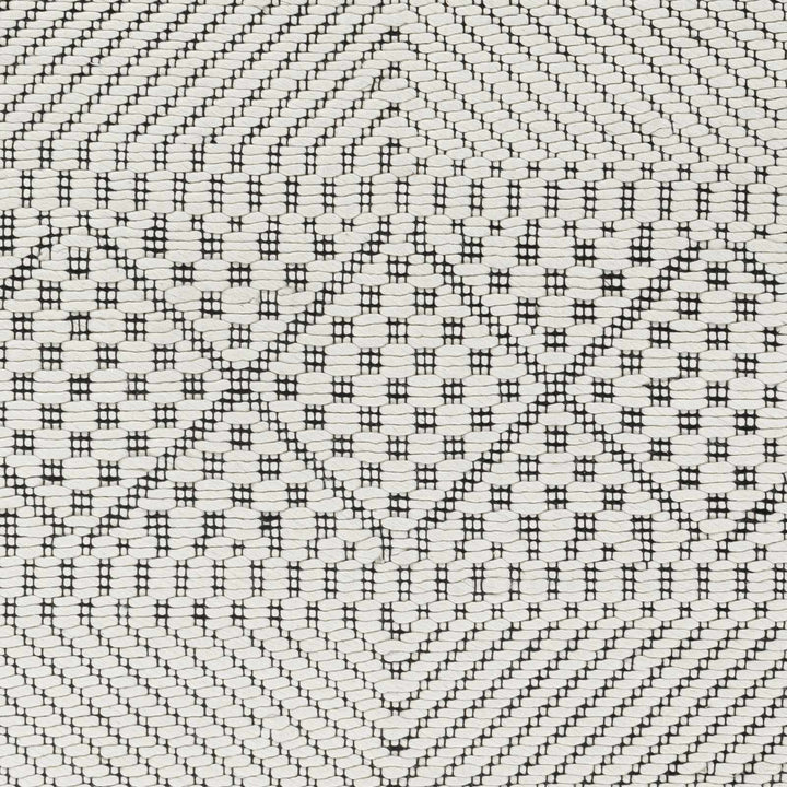 Hand Woven Premium look Ivory and Black Modern Geometrical Design Wool Rug - The Rug Decor