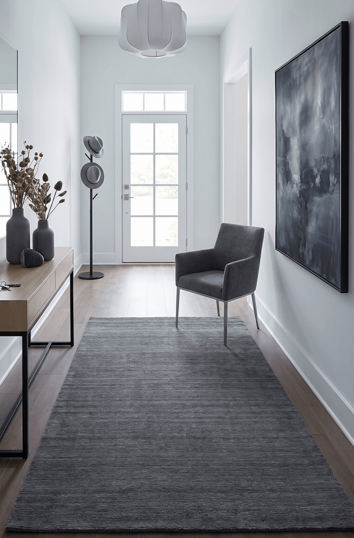 Hand Woven Solid Gray Blended Wool Area Rug - The Rug Decor