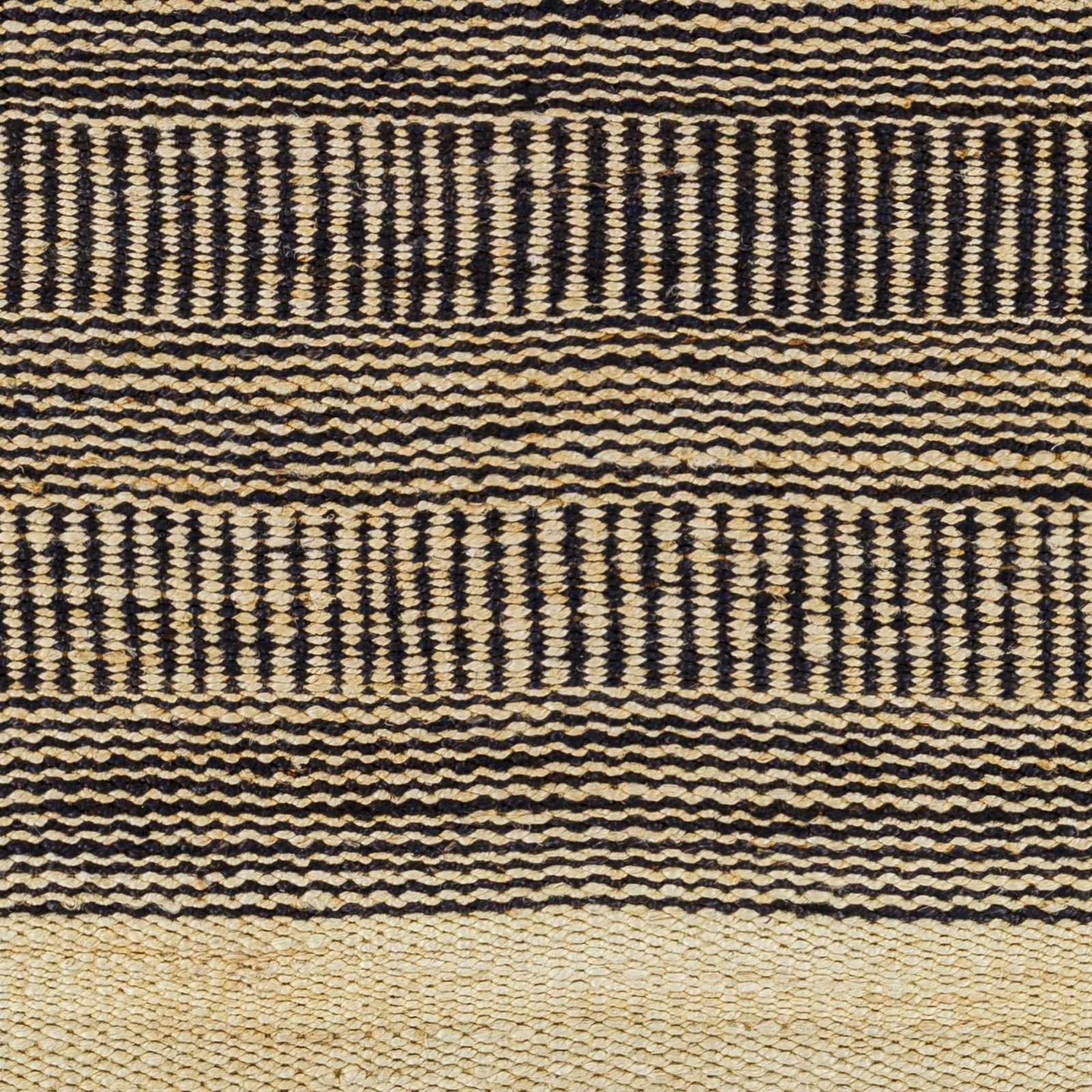 Hand Woven Tan and Charcoal Stripes Design contemporary jute area Rug - The Rug Decor