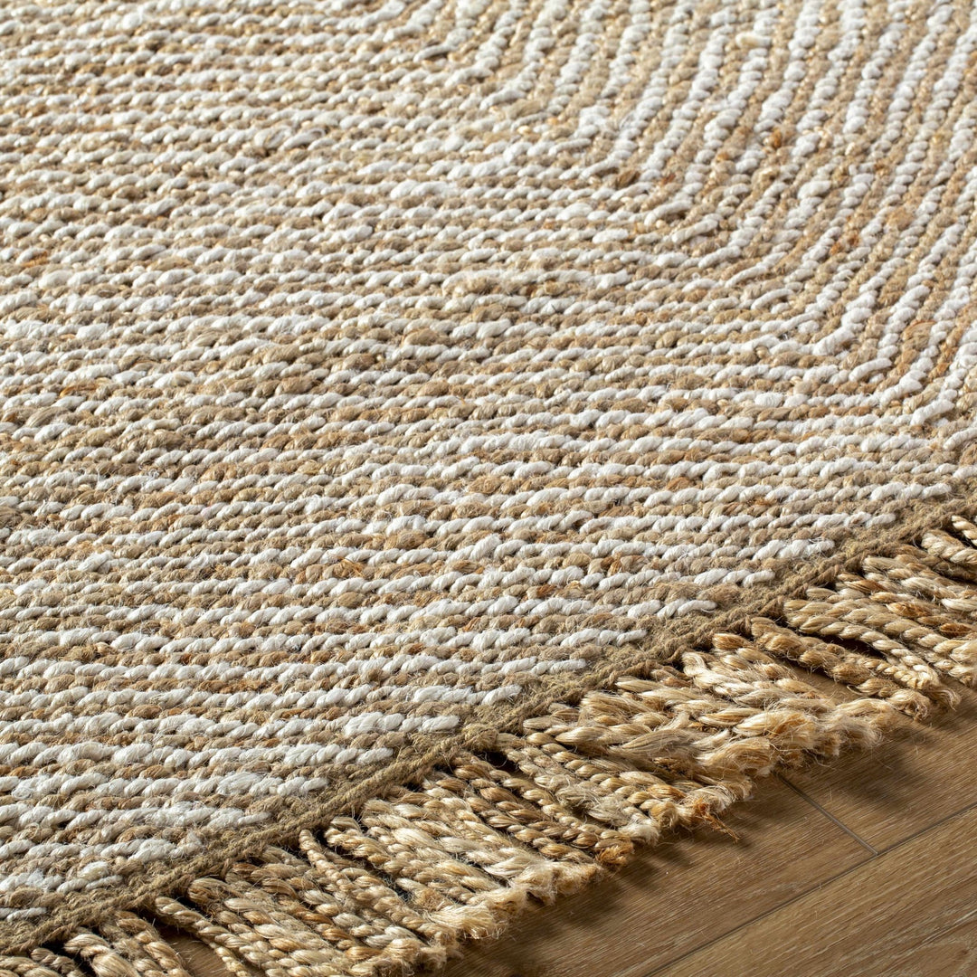 Hand Woven Tan Geometric Pattern Jute Area Rug - The Rug Decor