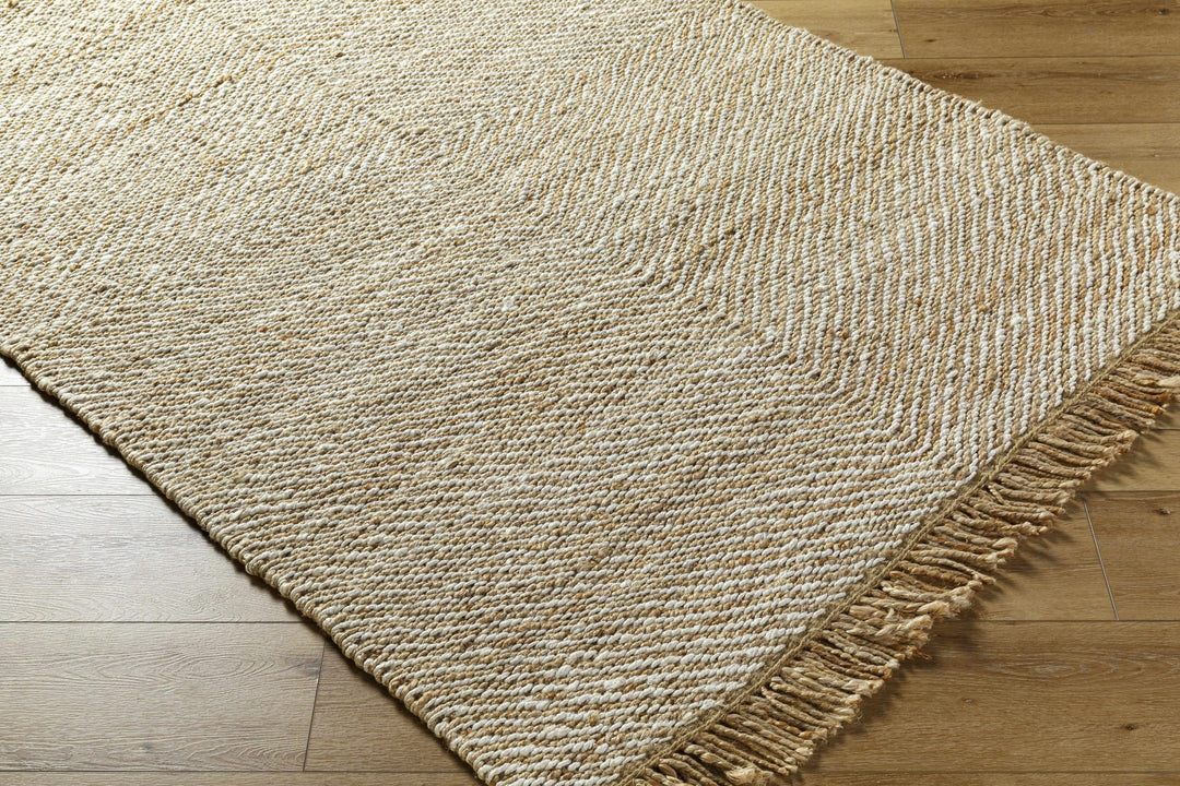 Hand Woven Tan Geometric Pattern Jute Area Rug - The Rug Decor