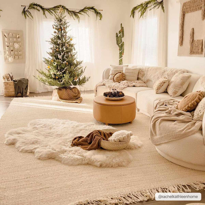 Hand Woven Tan Multi Size Jute Area Rug - The Rug Decor
