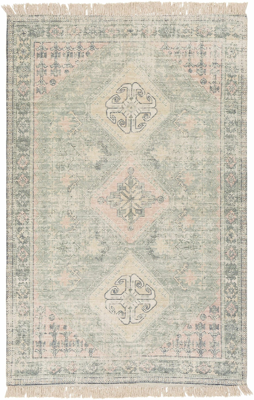Hand Woven Traditional Heriz Green and Peach area rug - The Rug Decor