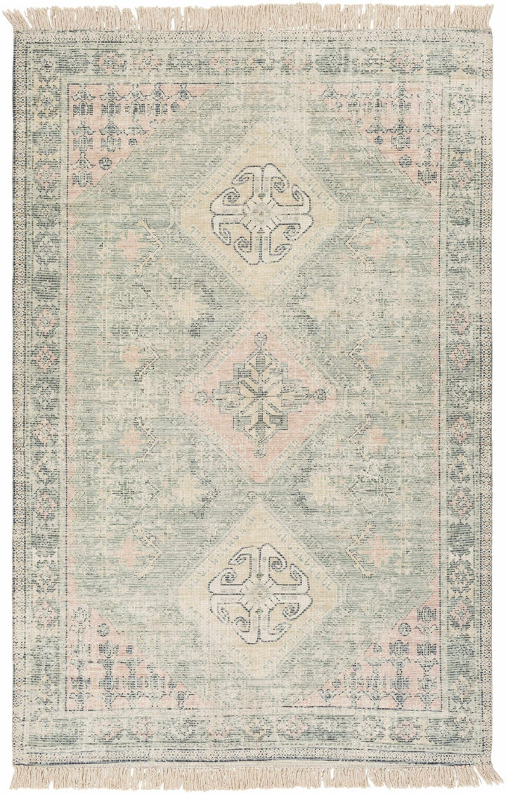 Hand Woven Traditional Heriz Green and Peach area rug - The Rug Decor