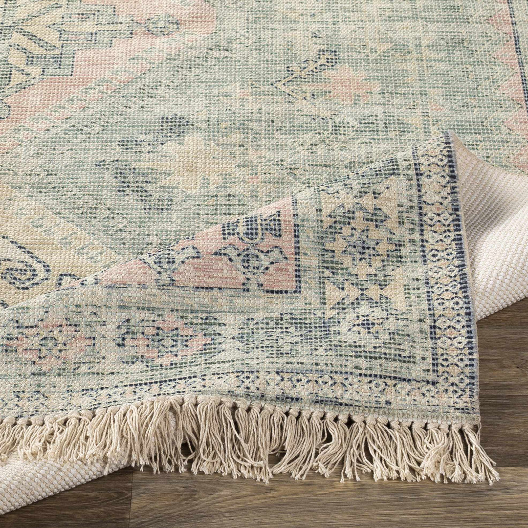 Hand Woven Traditional Heriz Green and Peach area rug - The Rug Decor