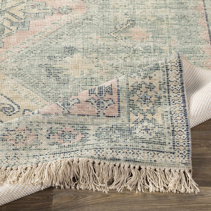 Hand Woven Traditional Heriz Green and Peach area rug - The Rug Decor