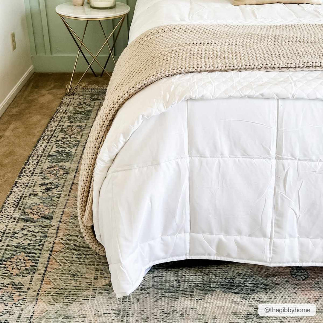 Hand Woven Traditional Heriz Green and Peach area rug - The Rug Decor
