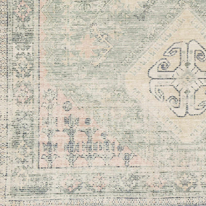 Hand Woven Traditional Heriz Green and Peach area rug - The Rug Decor