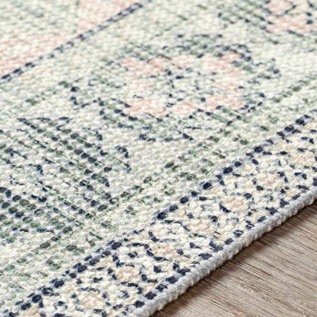 Hand Woven Traditional Heriz Green and Peach area rug - The Rug Decor