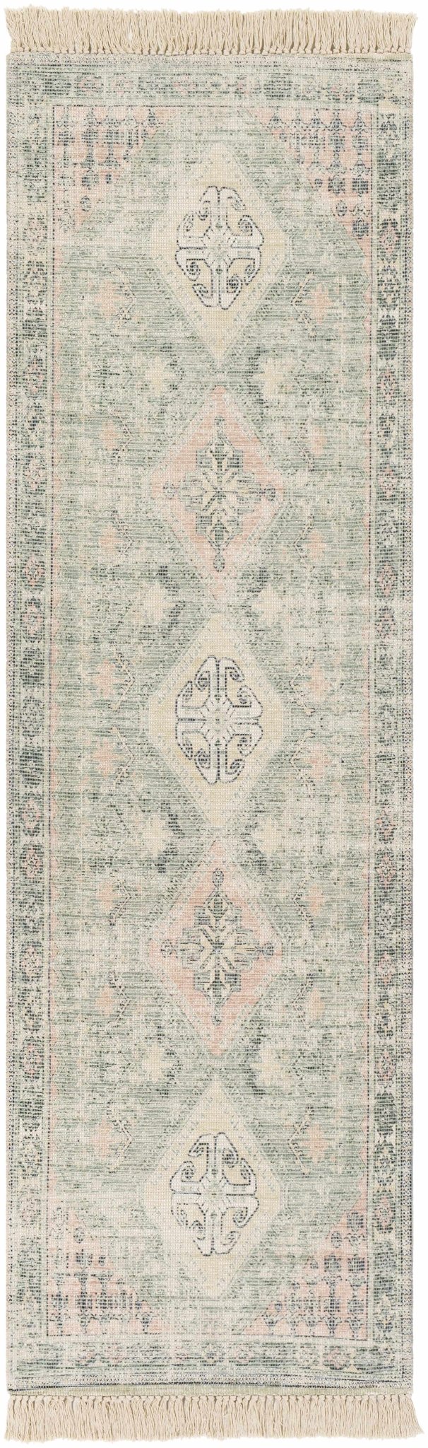 Hand Woven Traditional Heriz Green and Peach area rug - The Rug Decor