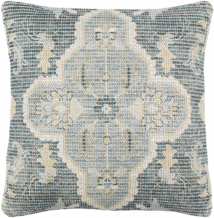 Hand Woven Traditional Medallion Blue and Teal Square Throw Pillow - The Rug Decor