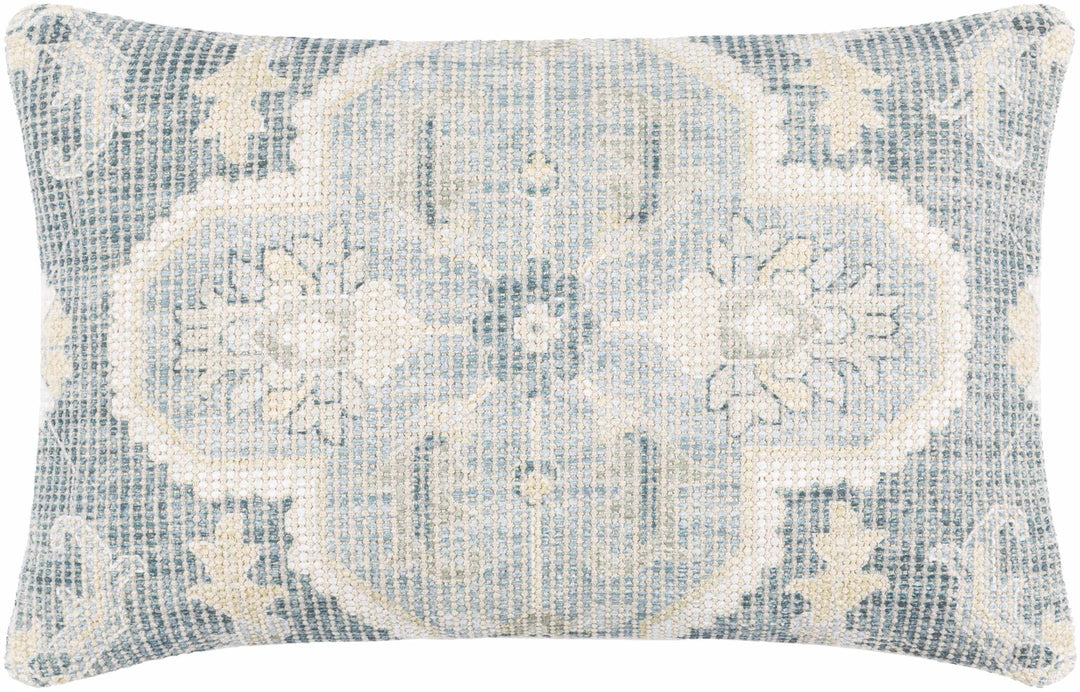 Hand Woven Traditional Medallion Blue and Teal Square Throw Pillow - The Rug Decor