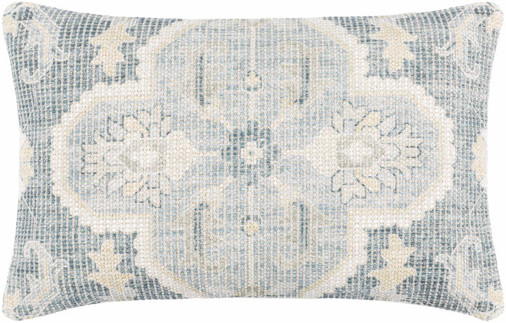 Hand Woven Traditional Medallion Blue and Teal Square Throw Pillow - The Rug Decor