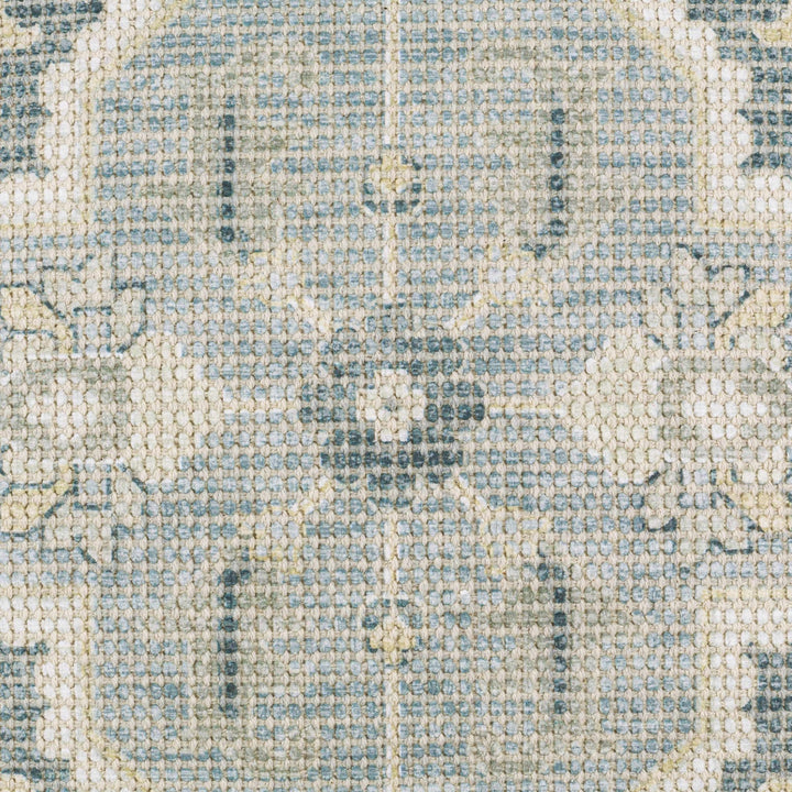 Hand Woven Traditional Medallion Blue and Teal Square Throw Pillow - The Rug Decor