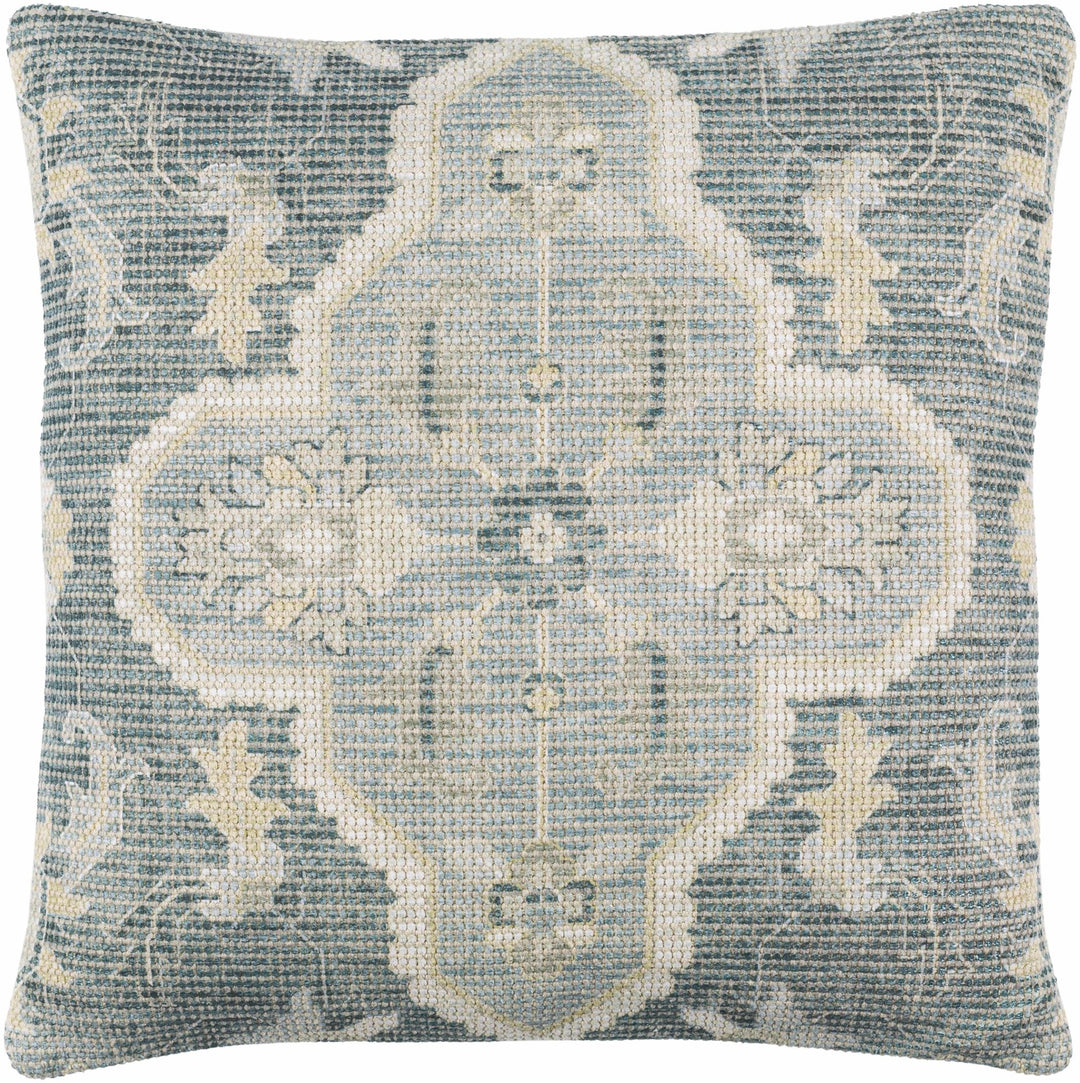 Hand Woven Traditional Medallion Blue and Teal Square Throw Pillow - The Rug Decor