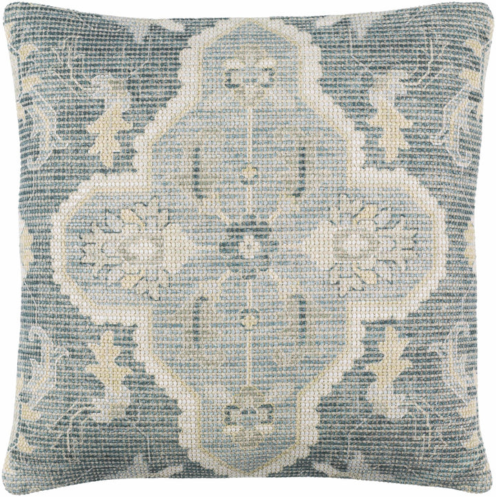 Hand Woven Traditional Medallion Blue and Teal Square Throw Pillow - The Rug Decor