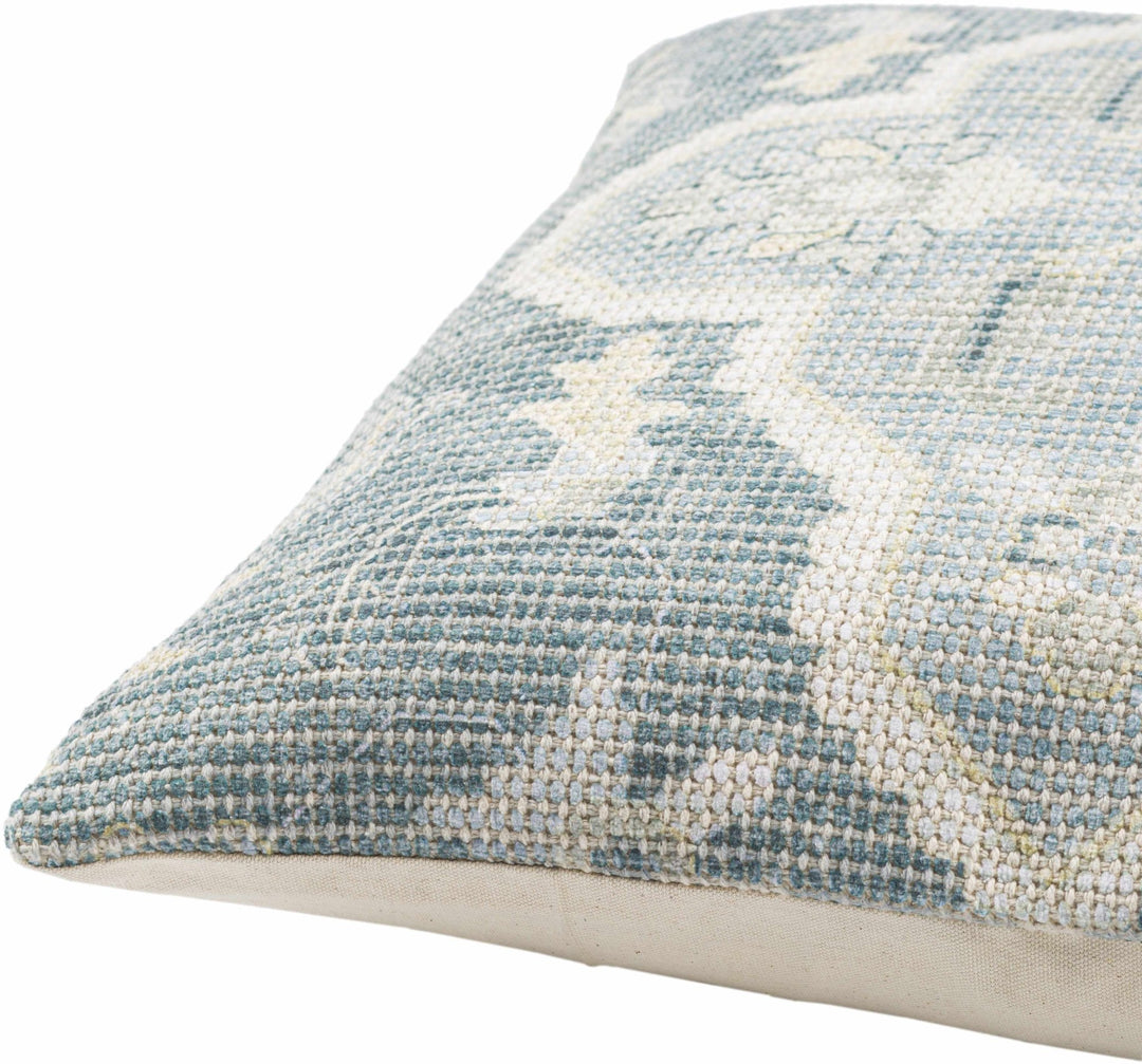 Hand Woven Traditional Medallion Blue and Teal Square Throw Pillow - The Rug Decor