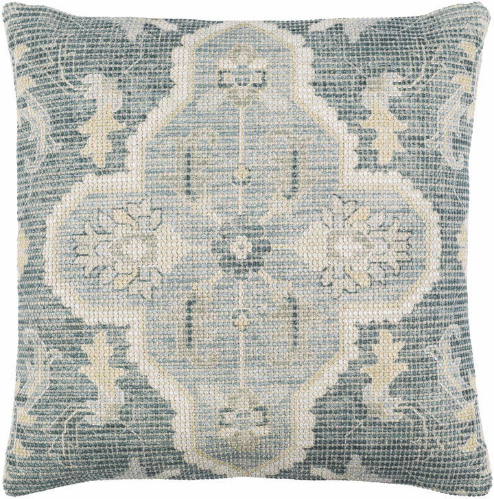 Hand Woven Traditional Medallion Blue and Teal Square Throw Pillow - The Rug Decor