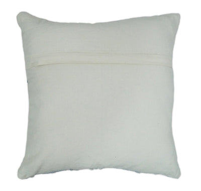 Hand woven White and Blue Cotton and Wool Tribal Accent Pillow, Cushion - The Rug Decor