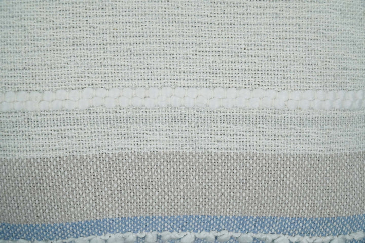Hand woven White and Blue Cotton and Wool Tribal Accent Pillow, Cushion - The Rug Decor