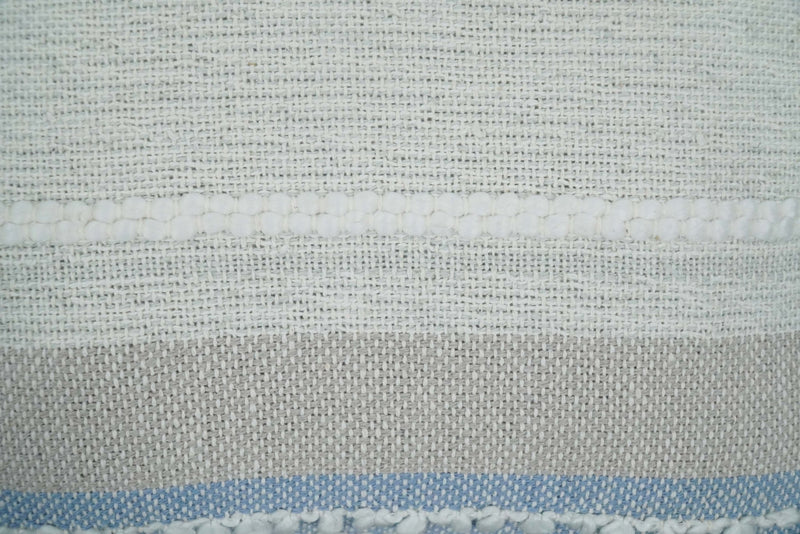 Hand woven White and Blue Cotton and Wool Tribal Accent Pillow, Cushion - The Rug Decor