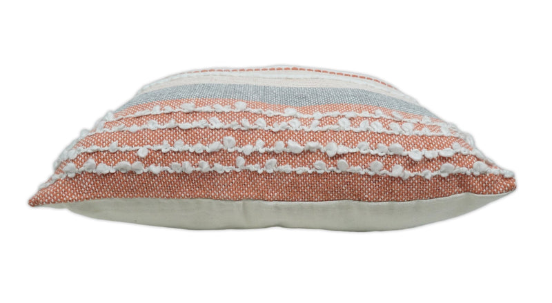 Hand woven White and Pink Cotton and Wool Tribal Accent Pillow, Cushion - The Rug Decor