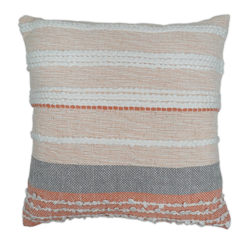 Hand woven White and Pink Cotton and Wool Tribal Accent Pillow, Cushion - The Rug Decor