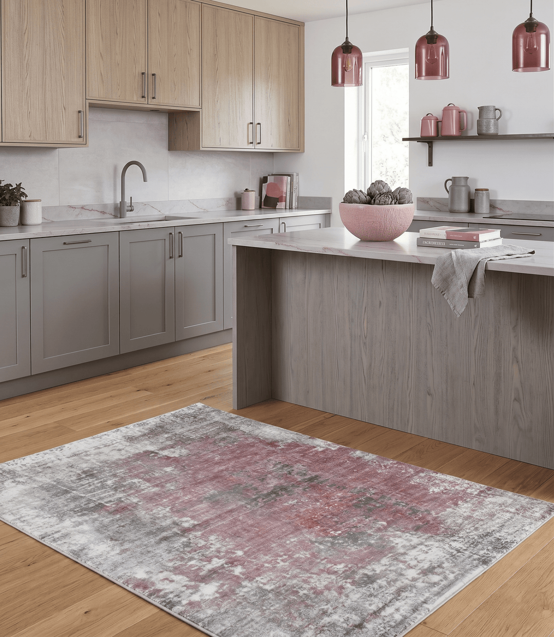 Handmade 6.6x8 Modern Abstract Red and Gray Viscose Rug - The Rug Decor