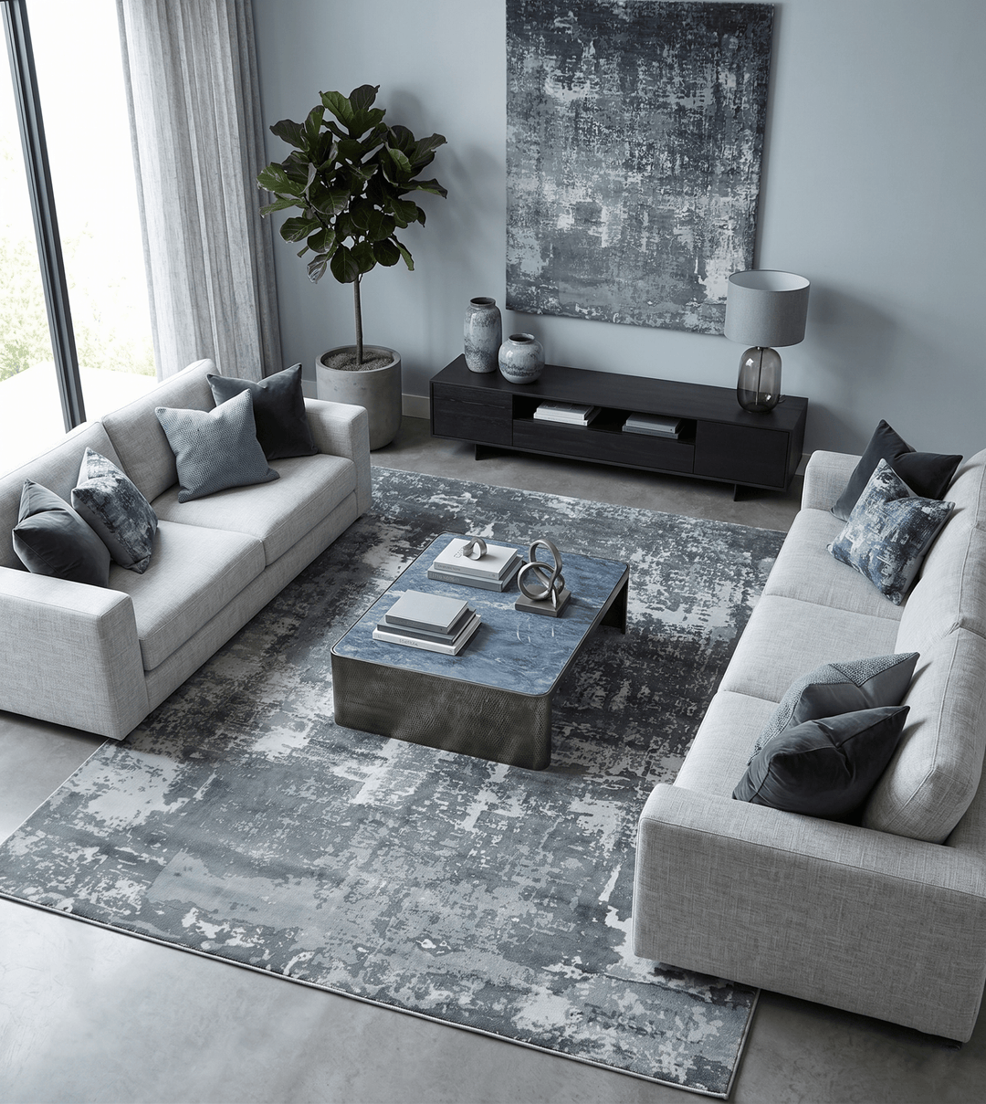 Handmade 8x10 Ivory, gray and Charcoal Blended Wool and Bamboo Silk Area Rug - The Rug Decor