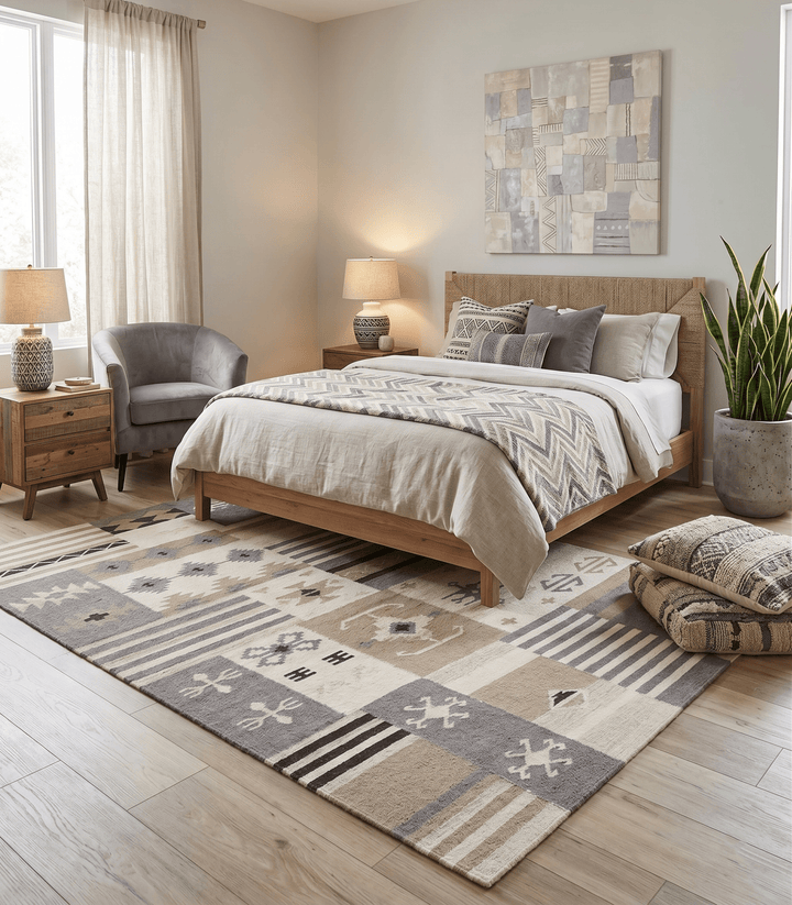 Handwoven Tribal Patterns Brown and Gray Wool Area Rug - The Rug Decor
