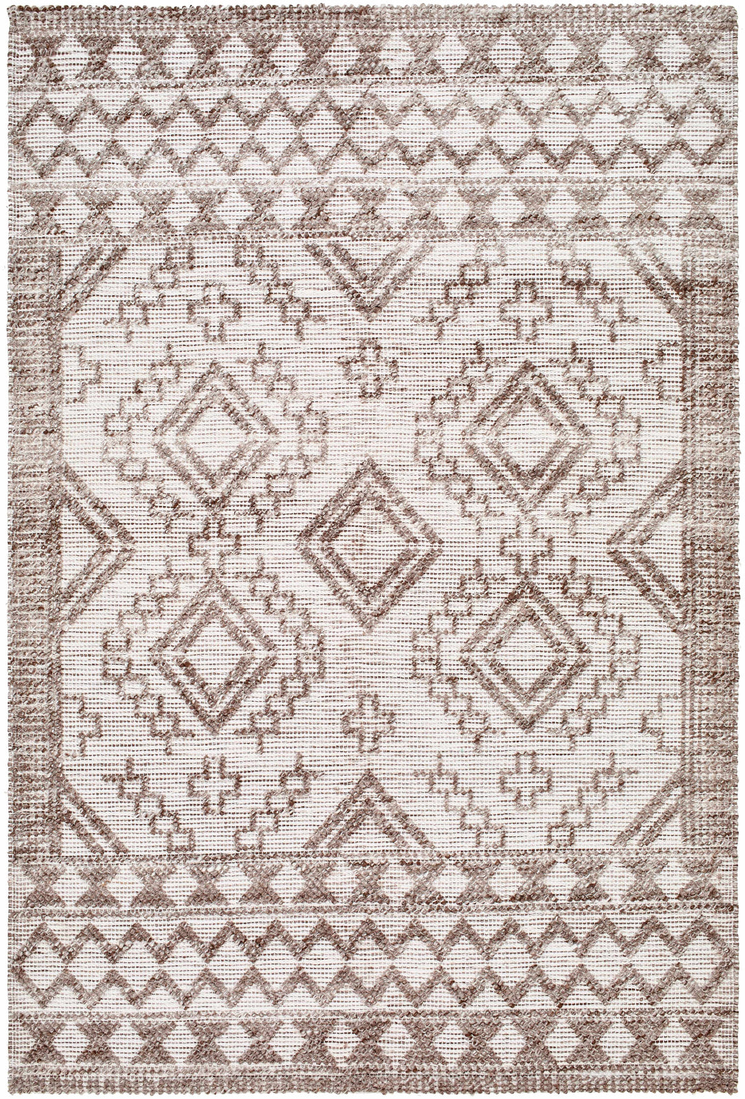 Hanh Modern Geometrical Cream And Brown Hand Woven Area Rug