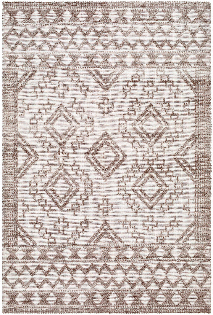 Hanh Modern Geometrical Cream And Brown Hand Woven Area Rug