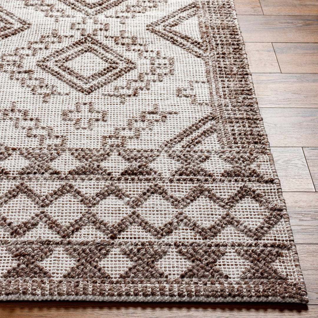 Hanh Modern Geometrical Cream And Brown Hand Woven Area Rug