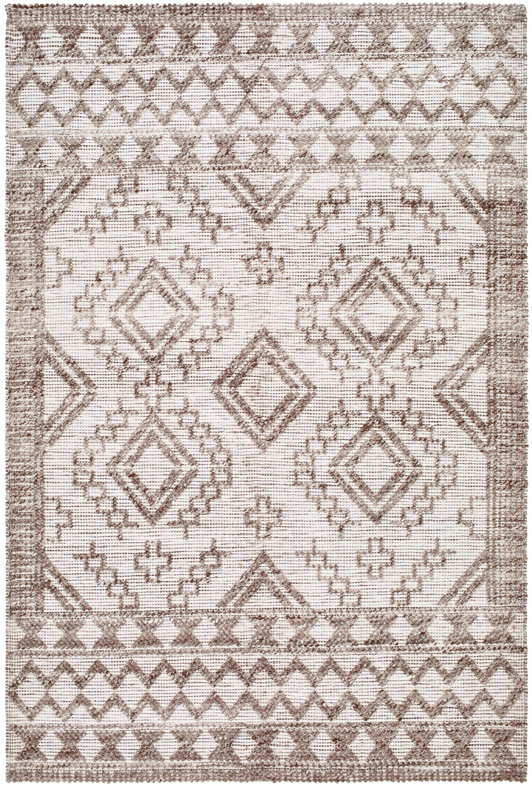 Hanh Modern Geometrical Cream And Brown Hand Woven Area Rug - The Rug Decor