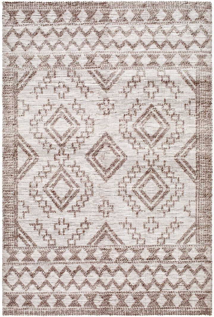 Hanh Modern Geometrical Cream And Brown Hand Woven Area Rug - The Rug Decor