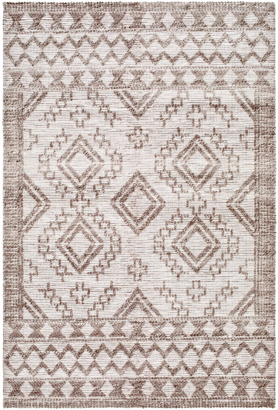 Hanh Modern Geometrical Cream And Brown Hand Woven Area Rug - The Rug Decor