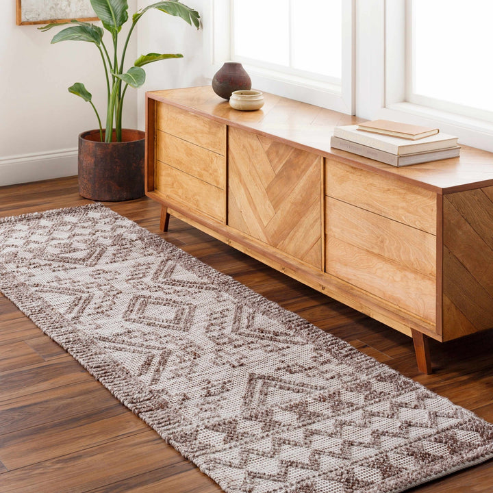 Hanh Modern Geometrical Cream And Brown Hand Woven Area Rug - The Rug Decor