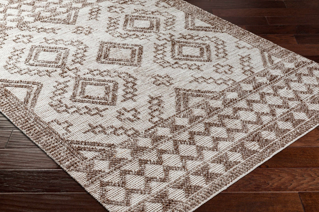 Hanh Modern Geometrical Cream And Brown Hand Woven Area Rug - The Rug Decor
