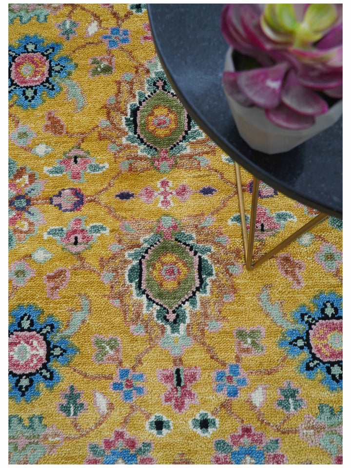 Hanoi Oriental Design Mustard Hand Knotted Wool Area Rug - The Rug Decor
