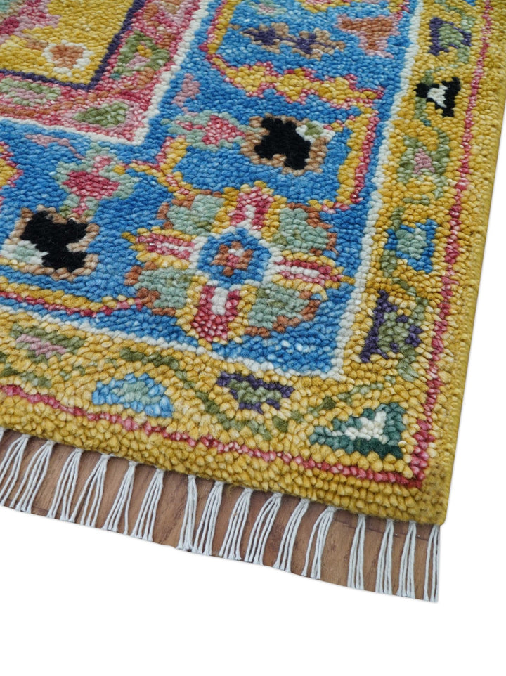 Hanoi Oriental Design Mustard Hand Knotted Wool Area Rug - The Rug Decor