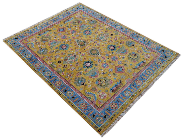 Hanoi Oriental Design Mustard Hand Knotted Wool Area Rug - The Rug Decor