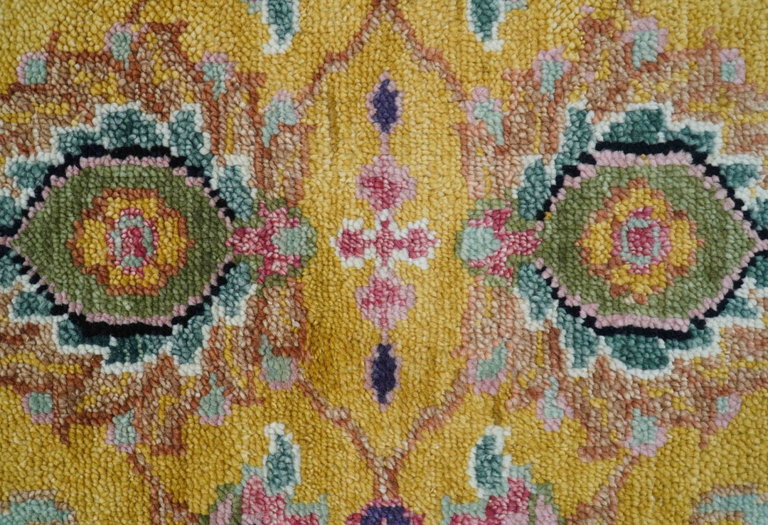Hanoi Oriental Design Mustard Hand Knotted Wool Area Rug - The Rug Decor