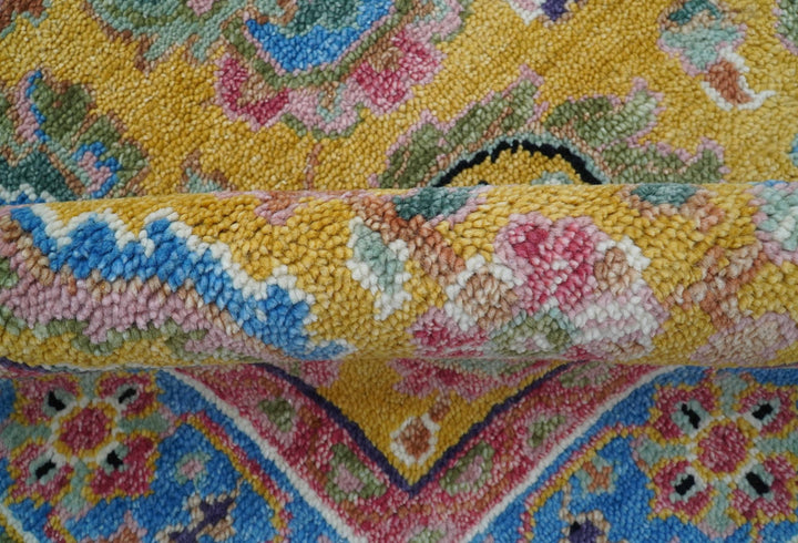 Hanoi Oriental Design Mustard Hand Knotted Wool Area Rug - The Rug Decor