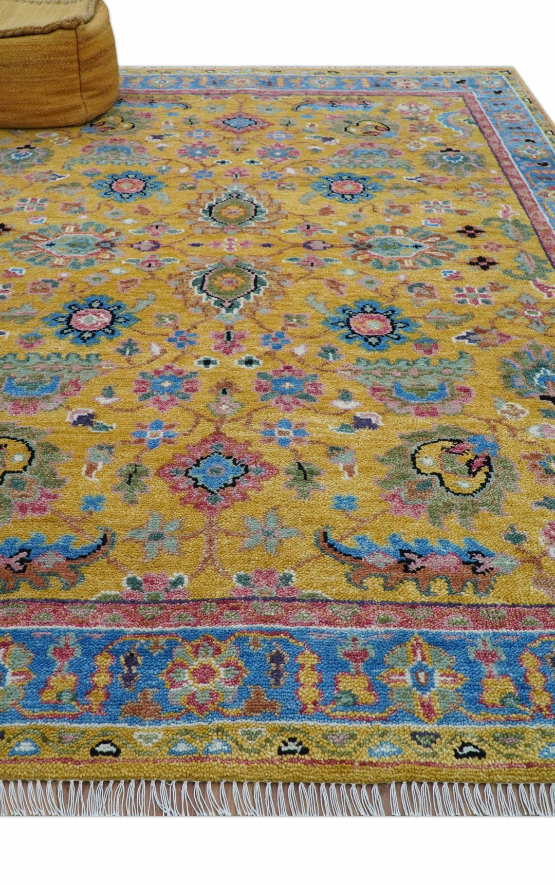 Hanoi Oriental Design Mustard Hand Knotted Wool Area Rug - The Rug Decor