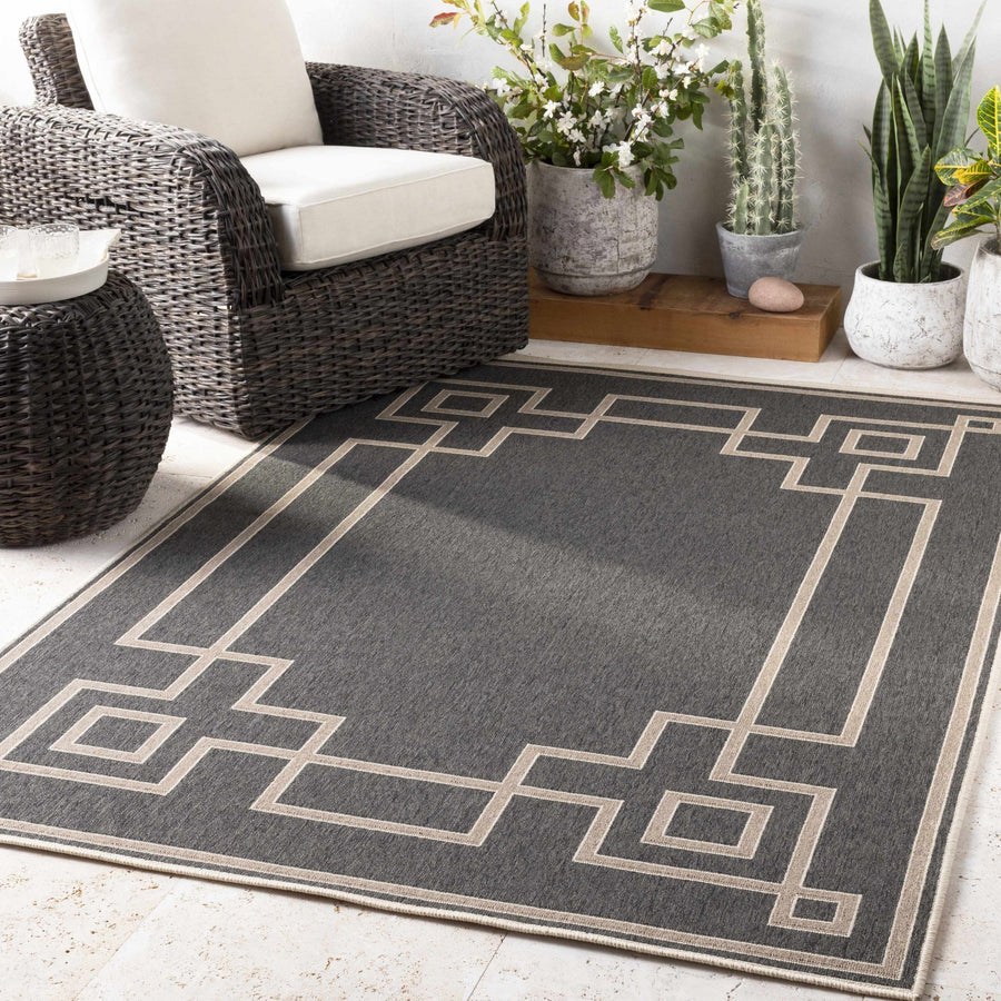 Harborcreek Modern Geometric Design Charcoal And Beige Rug - The Rug Decor