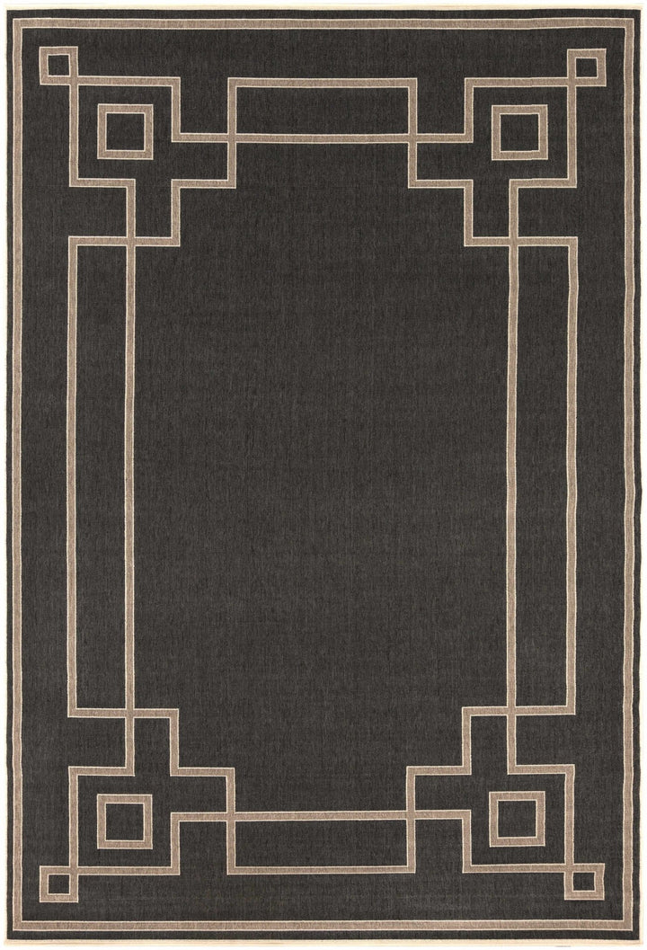 Harborcreek Modern Geometric Design Charcoal And Beige Rug - The Rug Decor